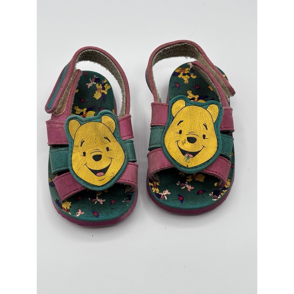 Vintage Winnie The Pooh Shoes Sandals Size 5C Disney‎ 90s Y2K Pink Teal